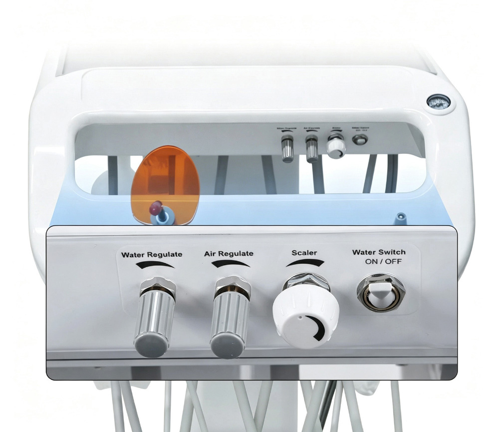 AZ-AP302D Mobile Dental Delivery Cart Unit with Compressor, Scaler Handpiece & Curing Light